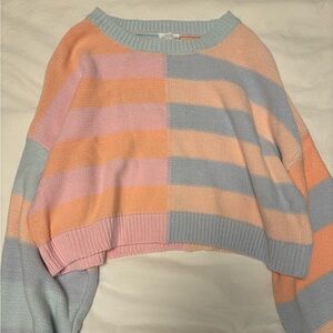 colorful striped sweater, cropped, size m